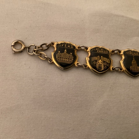 Vintage gold tone and black Paris France Monuments Bracelet - Picture 4 of 10
